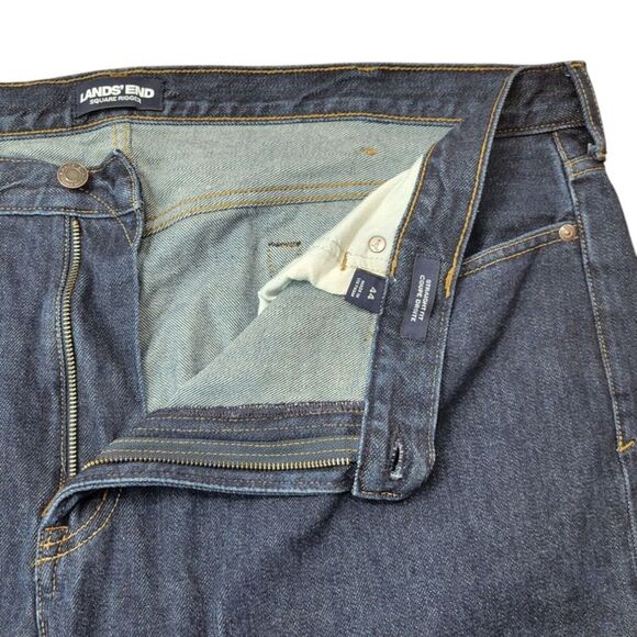 Lands' End Men's Jeans Size 44 Square Rigger Straight Fit Dark Blue‎ Denim - Picture 5 of 9